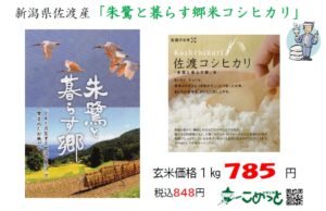 朱鷺と暮らす郷米 新潟県佐渡産 特別栽培米「佐渡コシヒカリ」入荷